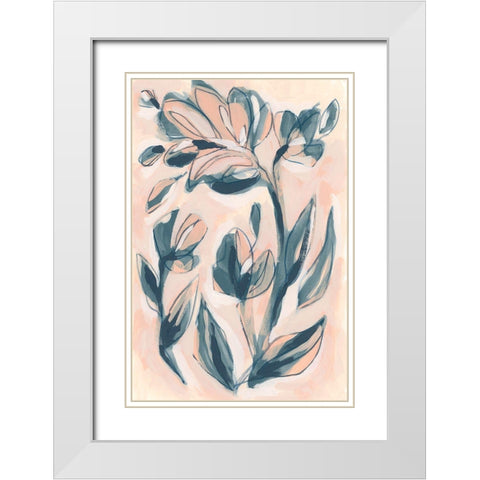 Indigo Blush Garden II White Modern Wood Framed Art Print with Double Matting by Vess, June Erica