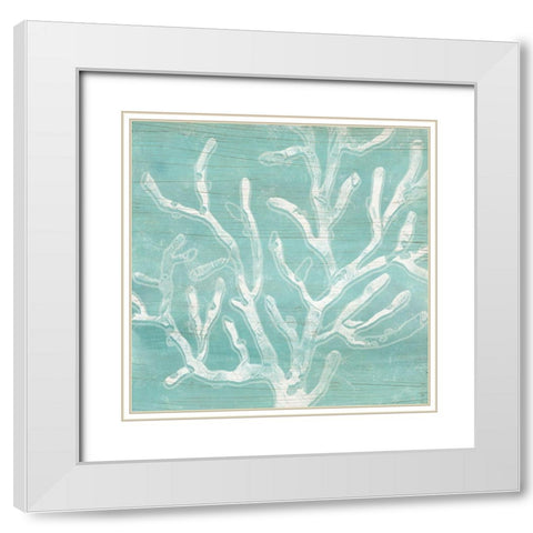 Cerulean Sea Coral I White Modern Wood Framed Art Print with Double Matting by Vess, June Erica