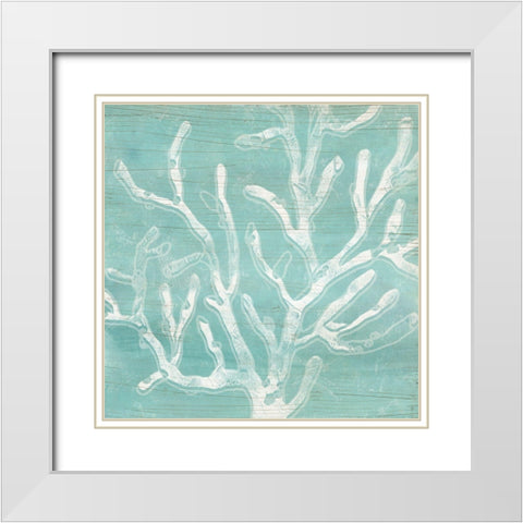 Cerulean Sea Coral I White Modern Wood Framed Art Print with Double Matting by Vess, June Erica