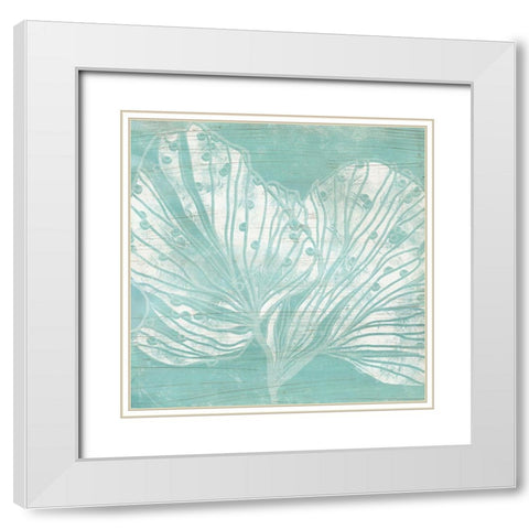Cerulean Sea Coral II White Modern Wood Framed Art Print with Double Matting by Vess, June Erica
