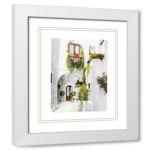 Bougainvilla Alley I White Modern Wood Framed Art Print with Double Matting by Popp, Grace