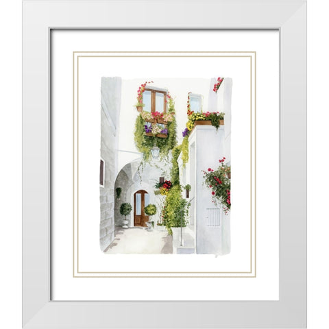 Bougainvilla Alley I White Modern Wood Framed Art Print with Double Matting by Popp, Grace