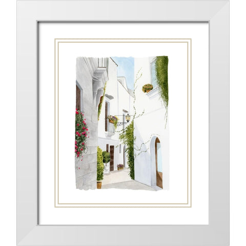 Bougainvilla Alley II White Modern Wood Framed Art Print with Double Matting by Popp, Grace