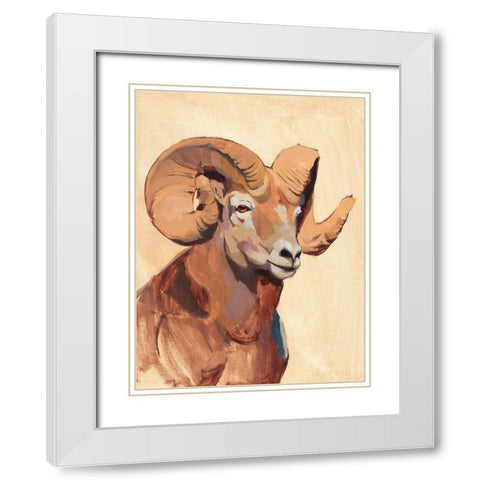 Ochre Ram I White Modern Wood Framed Art Print with Double Matting by Green, Jacob
