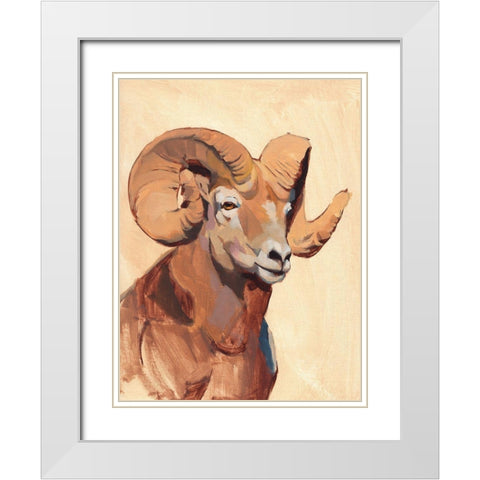 Ochre Ram I White Modern Wood Framed Art Print with Double Matting by Green, Jacob