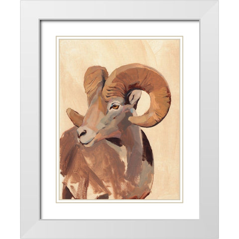 Ochre Ram II White Modern Wood Framed Art Print with Double Matting by Green, Jacob