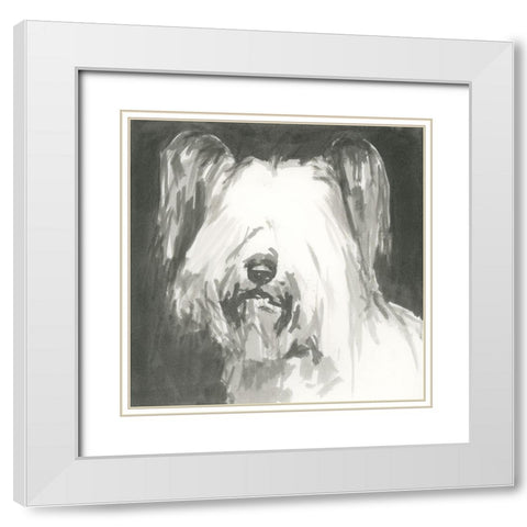 A Very Neutral Modern Dog VIII White Modern Wood Framed Art Print with Double Matting by Cartissi