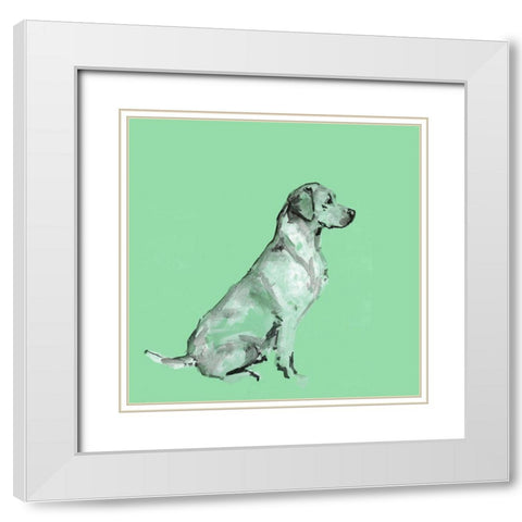 A Very Pop Modern Dog V White Modern Wood Framed Art Print with Double Matting by Cartissi