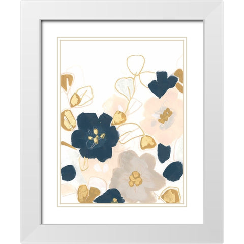 Indigo Gold Garden II White Modern Wood Framed Art Print with Double Matting by Vess, June Erica