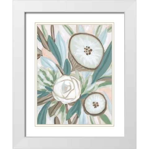 Sage Bouquet I White Modern Wood Framed Art Print with Double Matting by Vess, June Erica