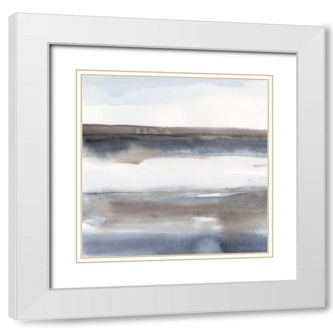 Blue-Grey Seas I White Modern Wood Framed Art Print with Double Matting by Harper, Ethan