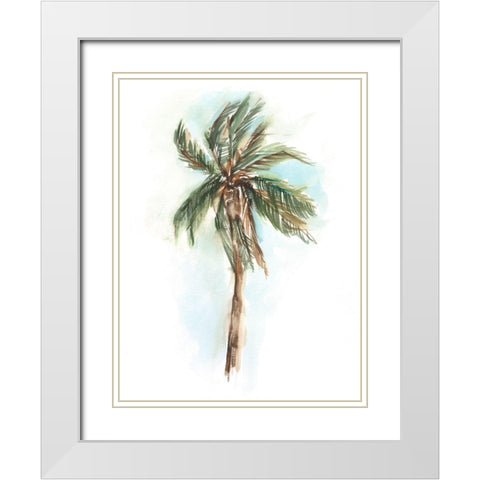 Watercolor Palm Study I White Modern Wood Framed Art Print with Double Matting by Harper, Ethan