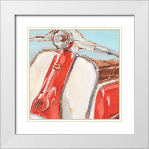 Retro Scooter II White Modern Wood Framed Art Print with Double Matting by Harper, Ethan