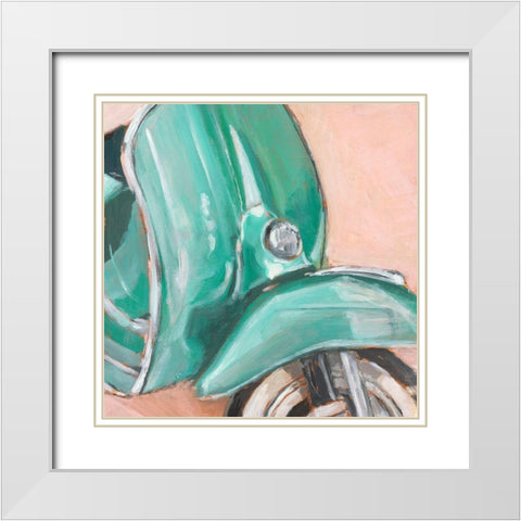 Retro Scooter IV White Modern Wood Framed Art Print with Double Matting by Harper, Ethan