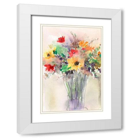 Fancy that Bouquet I White Modern Wood Framed Art Print with Double Matting by Dixon, Samuel