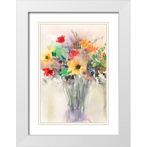 Fancy that Bouquet I White Modern Wood Framed Art Print with Double Matting by Dixon, Samuel