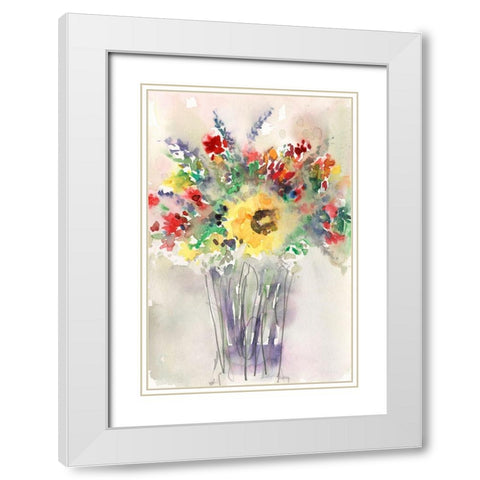 Fancy that Bouquet II White Modern Wood Framed Art Print with Double Matting by Dixon, Samuel