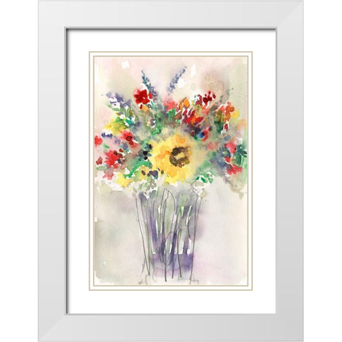 Fancy that Bouquet II White Modern Wood Framed Art Print with Double Matting by Dixon, Samuel