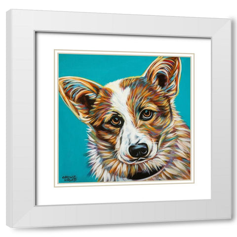 Corgi Cuteness I White Modern Wood Framed Art Print with Double Matting by Vitaletti, Carolee