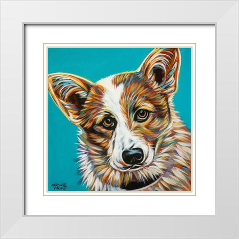 Corgi Cuteness I White Modern Wood Framed Art Print with Double Matting by Vitaletti, Carolee