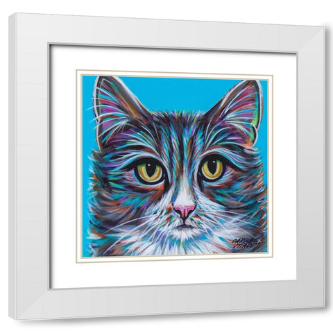 Pastel Cats I White Modern Wood Framed Art Print with Double Matting by Vitaletti, Carolee