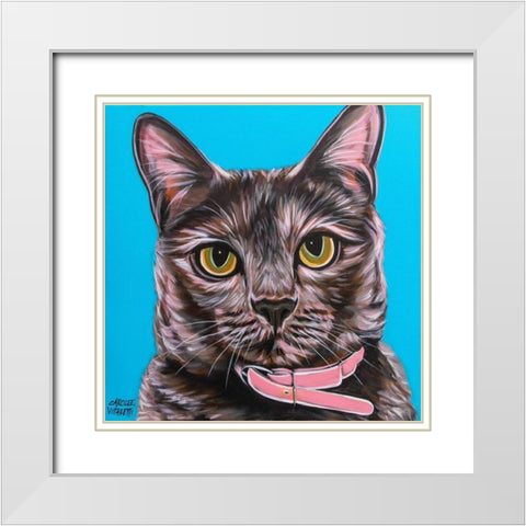 Pinky Cat White Modern Wood Framed Art Print with Double Matting by Vitaletti, Carolee