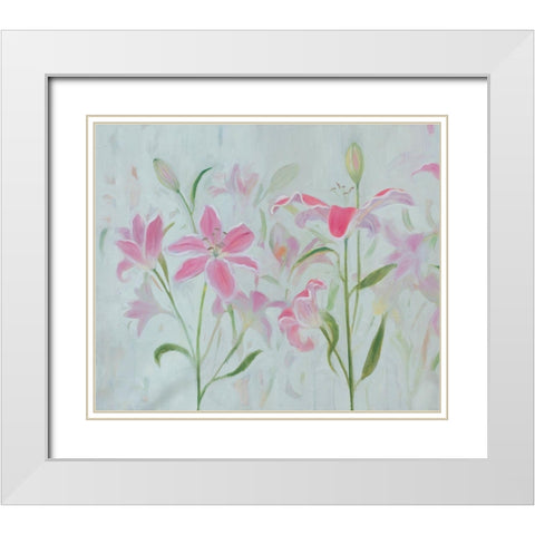 Dancing Pink Trio I White Modern Wood Framed Art Print with Double Matting by Iafrate, Sandra