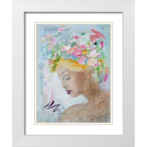 Femme Fleur II White Modern Wood Framed Art Print with Double Matting by Iafrate, Sandra