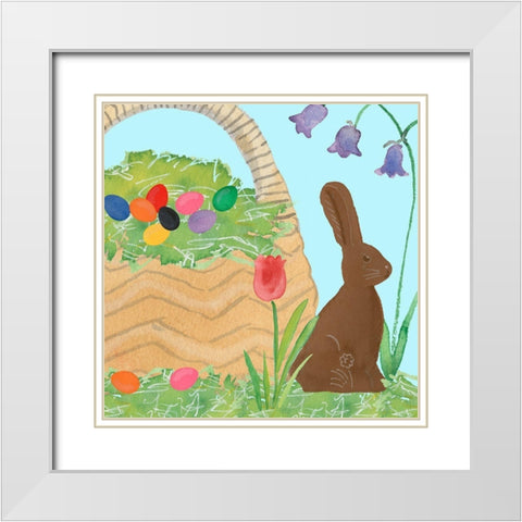 Easter Basket Time II White Modern Wood Framed Art Print with Double Matting by Longley, Alicia