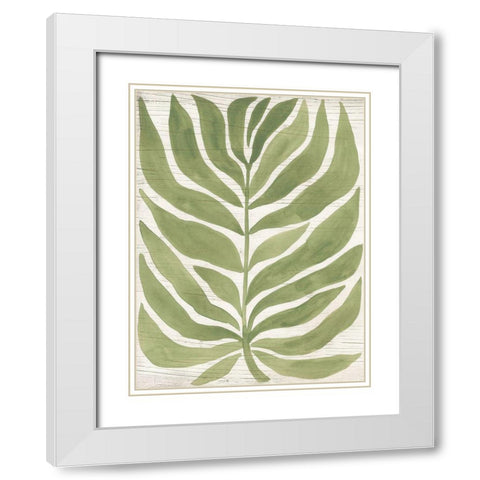 Driftwood Palm Leaf I White Modern Wood Framed Art Print with Double Matting by Vess, June Erica