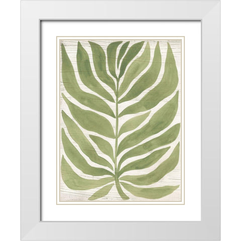 Driftwood Palm Leaf I White Modern Wood Framed Art Print with Double Matting by Vess, June Erica