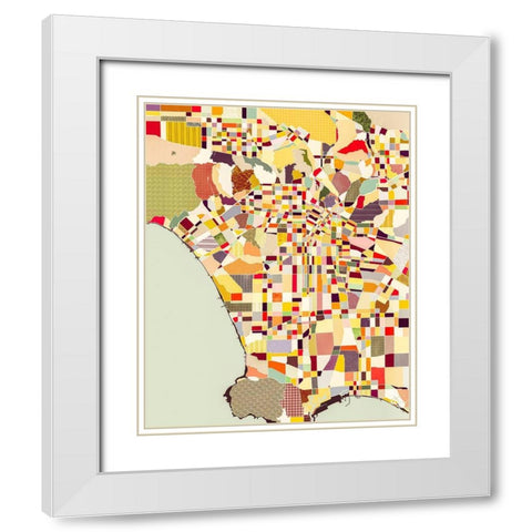 Modern Los Angeles Map White Modern Wood Framed Art Print with Double Matting by Galapon, Nikki