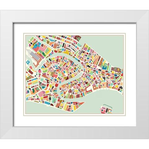Modern Venice Map White Modern Wood Framed Art Print with Double Matting by Galapon, Nikki