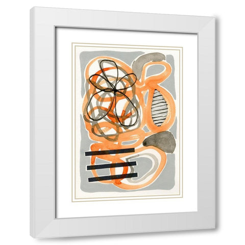 Orange And Grey Scramble I White Modern Wood Framed Art Print with Double Matting by Galapon, Nikki