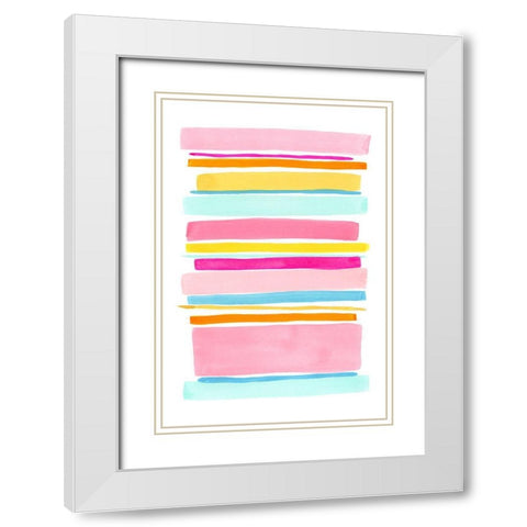 Summer Stripes I White Modern Wood Framed Art Print with Double Matting by Galapon, Nikki