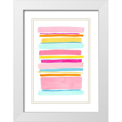 Summer Stripes I White Modern Wood Framed Art Print with Double Matting by Galapon, Nikki