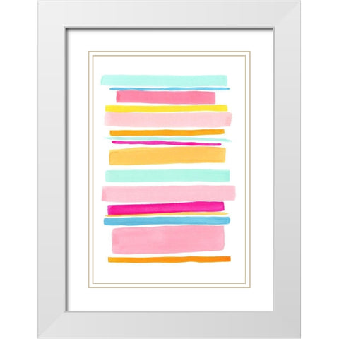 Summer Stripes II White Modern Wood Framed Art Print with Double Matting by Galapon, Nikki