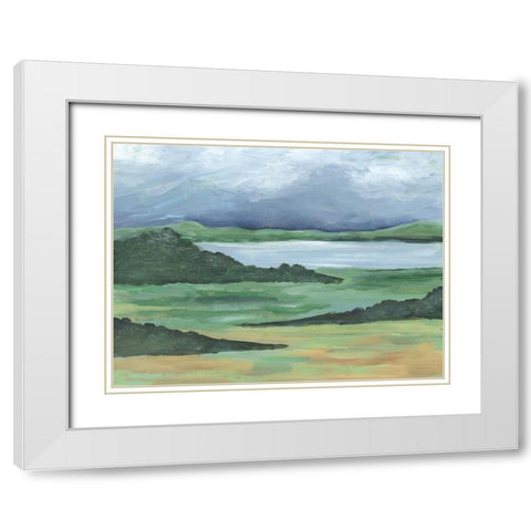 Striated Terrain II White Modern Wood Framed Art Print with Double Matting by Moore, Regina