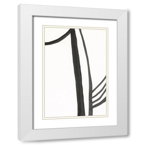 Ink Lines I White Modern Wood Framed Art Print with Double Matting by Moore, Regina