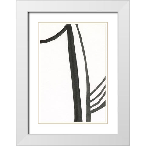 Ink Lines I White Modern Wood Framed Art Print with Double Matting by Moore, Regina