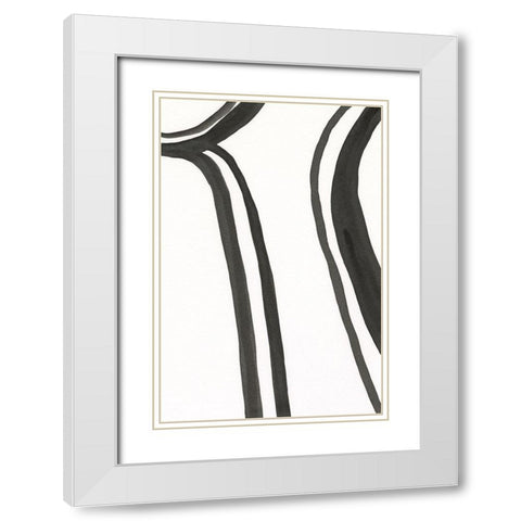 Ink Lines II White Modern Wood Framed Art Print with Double Matting by Moore, Regina