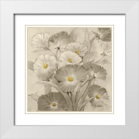 Monochrome Flower Garden I White Modern Wood Framed Art Print with Double Matting by OToole, Tim