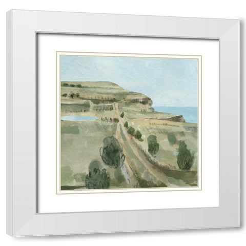 Seaside Stroll I White Modern Wood Framed Art Print with Double Matting by Caroline, Emma