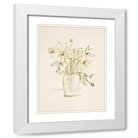 Faded Flower Arrangment I White Modern Wood Framed Art Print with Double Matting by Barnes, Victoria