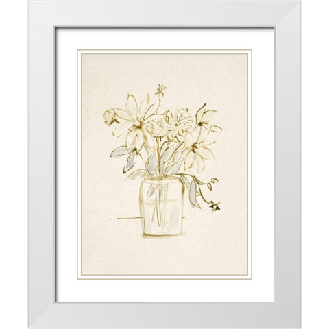 Faded Flower Arrangment I White Modern Wood Framed Art Print with Double Matting by Barnes, Victoria