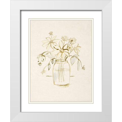 Faded Flower Arrangment II White Modern Wood Framed Art Print with Double Matting by Barnes, Victoria