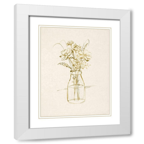Faded Flower Arrangment III White Modern Wood Framed Art Print with Double Matting by Barnes, Victoria