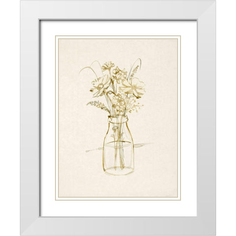 Faded Flower Arrangment III White Modern Wood Framed Art Print with Double Matting by Barnes, Victoria