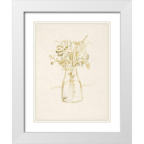Faded Flower Arrangment IV White Modern Wood Framed Art Print with Double Matting by Barnes, Victoria