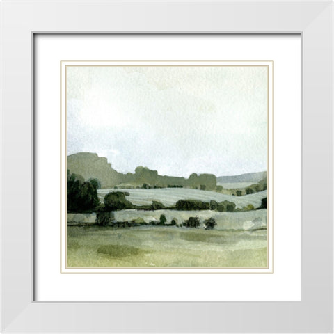 Vert Landscape I White Modern Wood Framed Art Print with Double Matting by Caroline, Emma